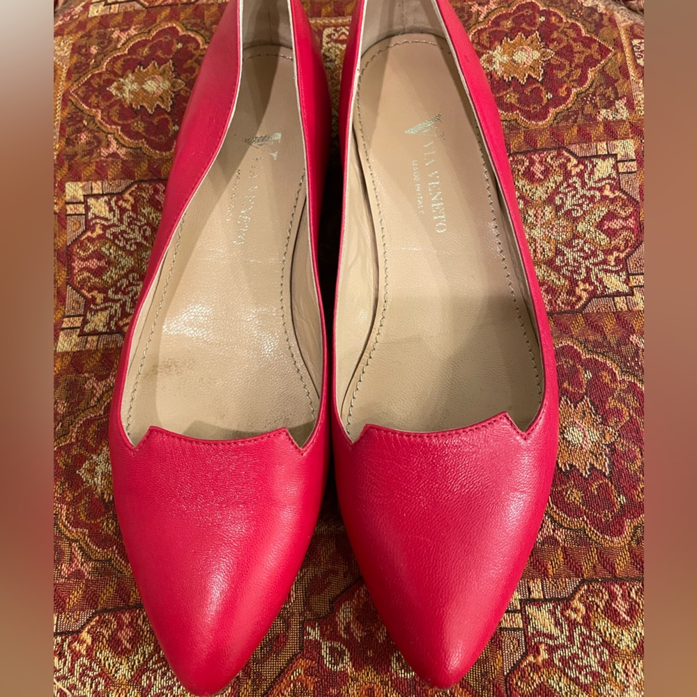 Red Italian leather flat